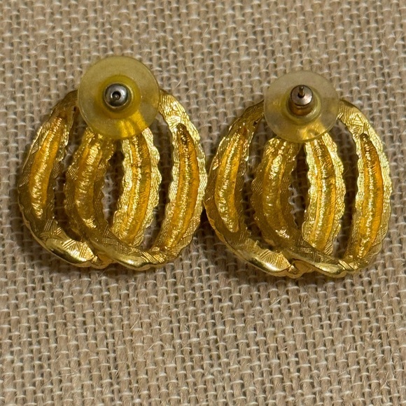 Gold Twisted Rope Earrings - Picture 6 of 9